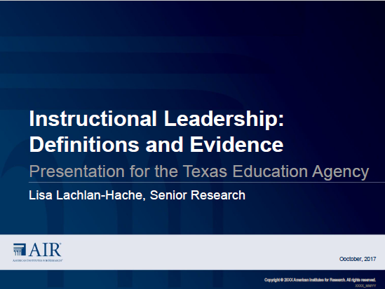 Instructional Leadership: Definitions and Evidence